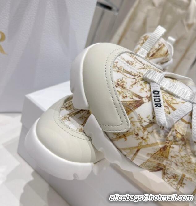 Good Product Dior D-Connect Sneaker in Gold Multicolor Technical Fabric with Reve d'Infini Print 022833