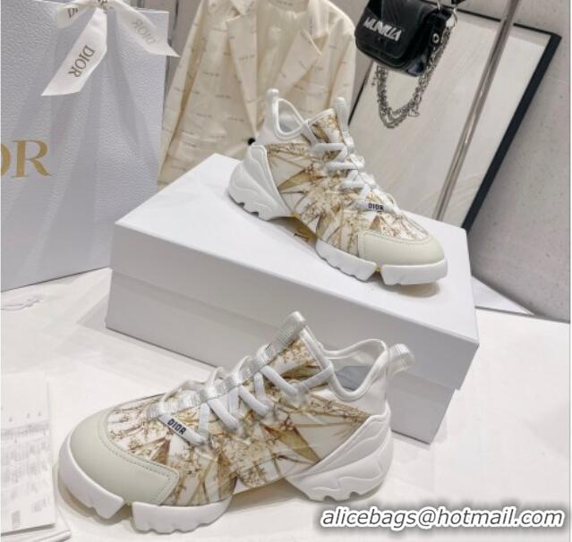 Good Product Dior D-Connect Sneaker in Gold Multicolor Technical Fabric with Reve d'Infini Print 022833