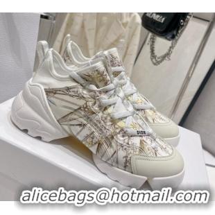 Discount Dior D-Connect Sneaker in White Multicolor Technical Fabric with Reve d'Infini Print 022834