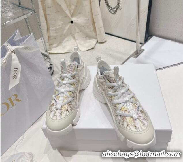 Discount Dior D-Connect Sneaker in White Multicolor Technical Fabric with Reve d'Infini Print 022834