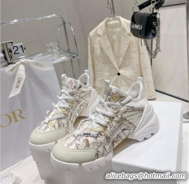 Discount Dior D-Connect Sneaker in White Multicolor Technical Fabric with Reve d'Infini Print 022834