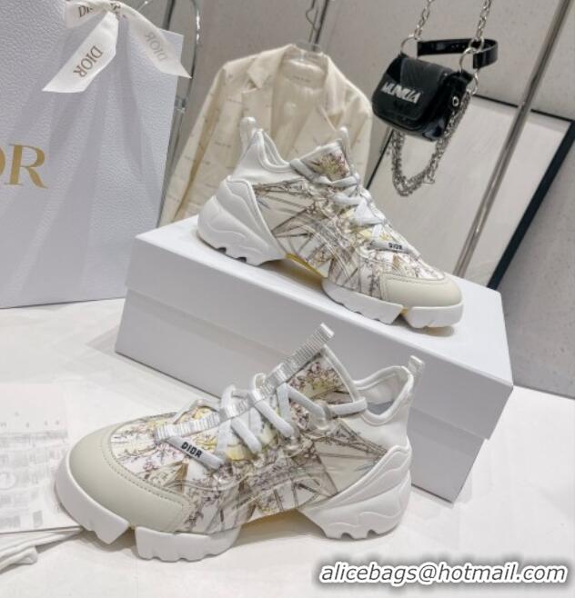 Discount Dior D-Connect Sneaker in White Multicolor Technical Fabric with Reve d'Infini Print 022834