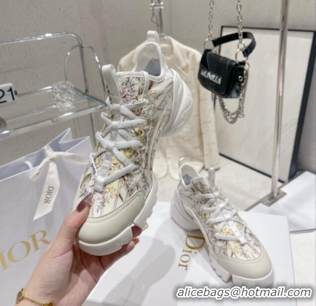 Discount Dior D-Connect Sneaker in White Multicolor Technical Fabric with Reve d'Infini Print 022834