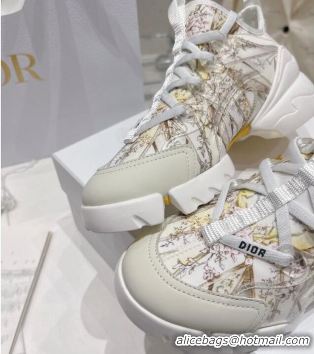 Discount Dior D-Connect Sneaker in White Multicolor Technical Fabric with Reve d'Infini Print 022834