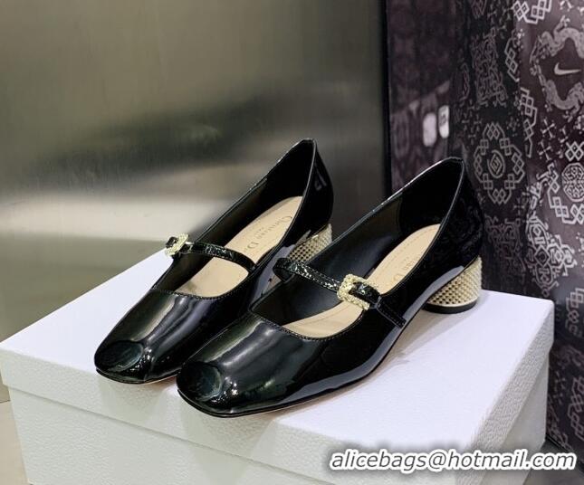 Unique Style Dior D-Shine Ballet Pumps 3.5cm in Patent Leather with Pearls 030223