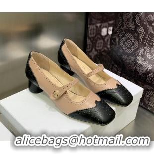 Good Quality Dior Spectadior Ballet Pumps 3.5cm in Perforated Calfskin Black/Nude 030225