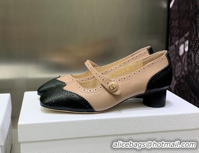 Good Quality Dior Spectadior Ballet Pumps 3.5cm in Perforated Calfskin Black/Nude 030225