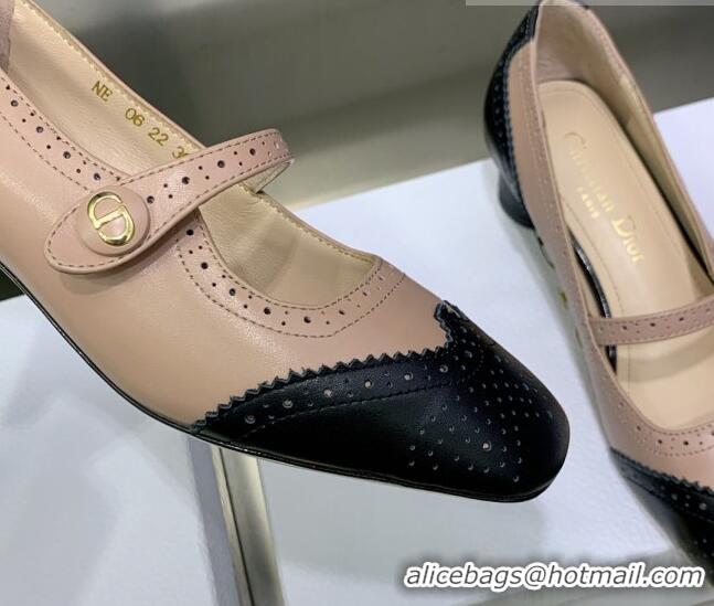 Good Quality Dior Spectadior Ballet Pumps 3.5cm in Perforated Calfskin Black/Nude 030225