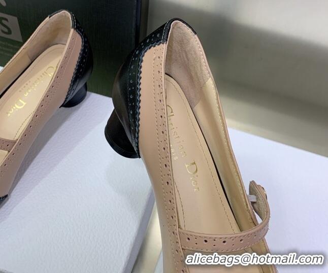 Good Quality Dior Spectadior Ballet Pumps 3.5cm in Perforated Calfskin Black/Nude 030225