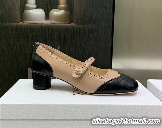 Good Quality Dior Spectadior Ballet Pumps 3.5cm in Perforated Calfskin Black/Nude 030225