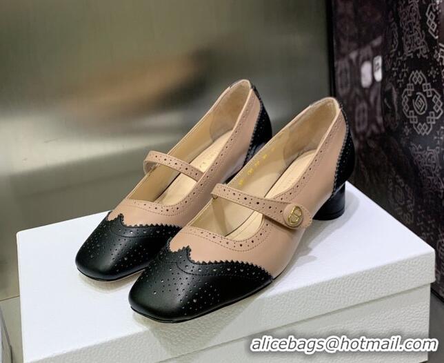 Good Quality Dior Spectadior Ballet Pumps 3.5cm in Perforated Calfskin Black/Nude 030225