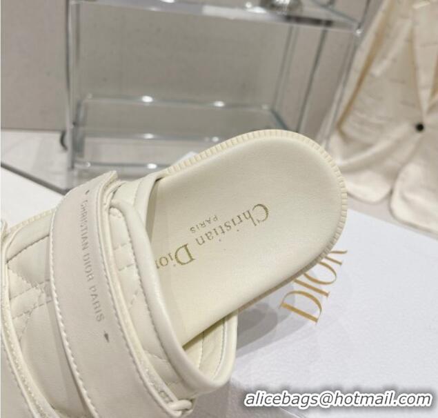 Good Looking Dior Dio(r)evolution Flat Slide Sandals in White Quilted Cannage Calfskin 030368