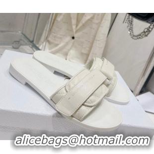 Top Grade Dior Dio(r)evolution Flat Slide Sandals in White Quilted Cannage Leather 030370