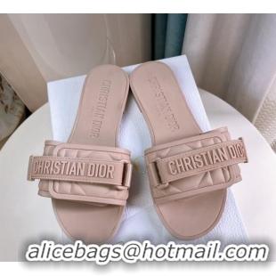 Top Grade Dior Dio(r)evolution Flat Slide Sandals in Quilted Cannage PVC Nude 0321035