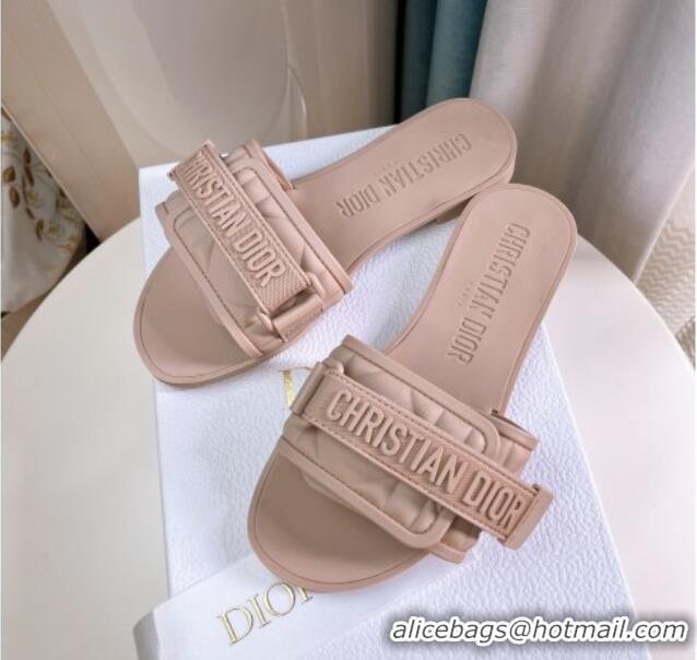 Top Grade Dior Dio(r)evolution Flat Slide Sandals in Quilted Cannage PVC Nude 0321035