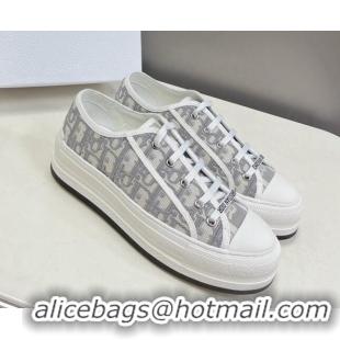 Good Quality Dior Walk'n'Dior Low-top Platform Sneakers in Grey Oblique Embroidered Cotton 321037