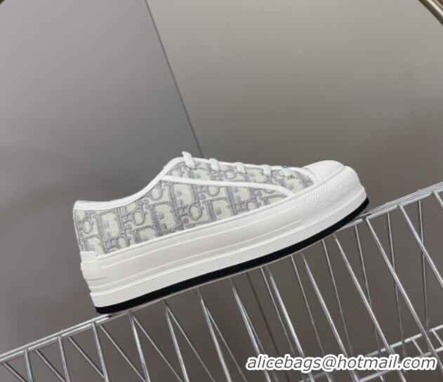 Good Quality Dior Walk'n'Dior Low-top Platform Sneakers in Grey Oblique Embroidered Cotton 321037