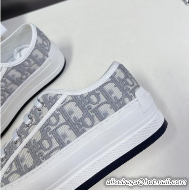 Good Quality Dior Walk'n'Dior Low-top Platform Sneakers in Grey Oblique Embroidered Cotton 321037