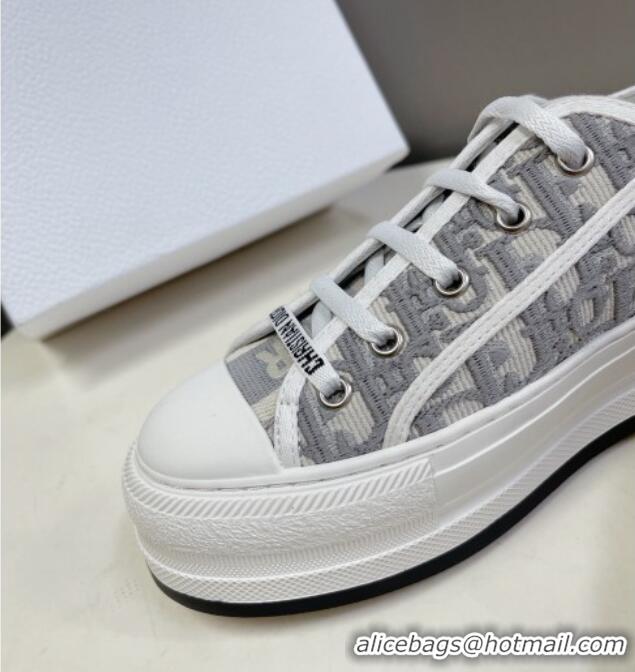 Good Quality Dior Walk'n'Dior Low-top Platform Sneakers in Grey Oblique Embroidered Cotton 321037