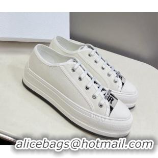 Pretty Style Dior Walk'n'Dior Low-top Platform Sneakers in White Cotton 0321039