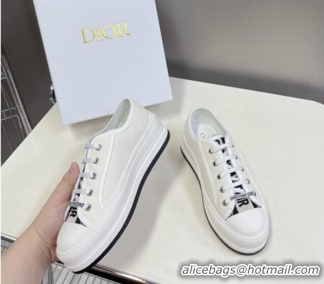 Pretty Style Dior Walk'n'Dior Low-top Platform Sneakers in White Cotton 0321039