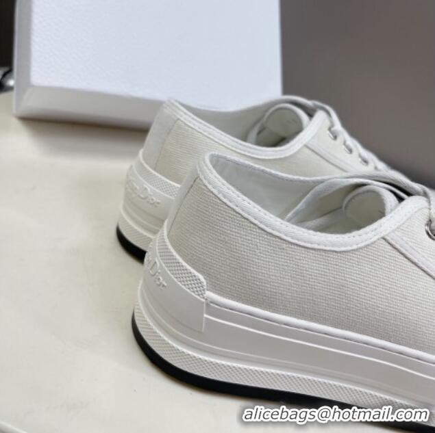 Pretty Style Dior Walk'n'Dior Low-top Platform Sneakers in White Cotton 0321039