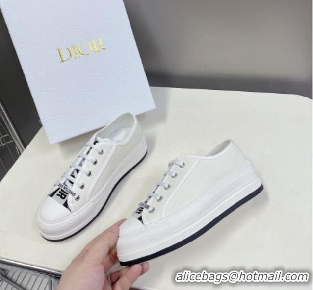 Pretty Style Dior Walk'n'Dior Low-top Platform Sneakers in White Cotton 0321039