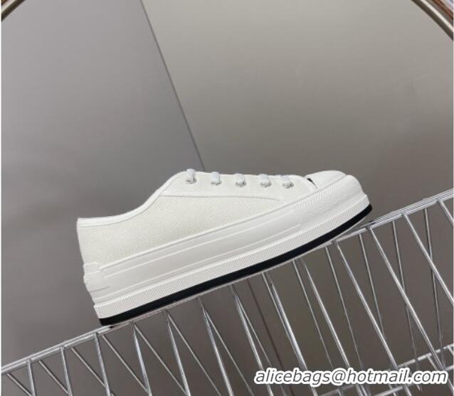 Pretty Style Dior Walk'n'Dior Low-top Platform Sneakers in White Cotton 0321039