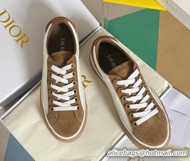 Most Popular Dior Walk'n'Dior Sneakers in Suede and Leather White/Brown 0321042