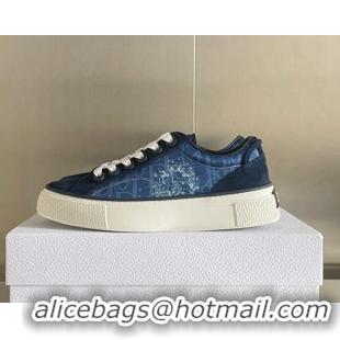 Luxurious Dior Walk'n'Dior Sneakers in Oblique and Suede Blue 0321043