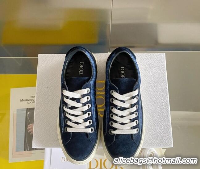 Luxurious Dior Walk'n'Dior Sneakers in Oblique and Suede Blue 0321043