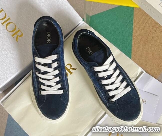 Luxurious Dior Walk'n'Dior Sneakers in Oblique and Suede Blue 0321043