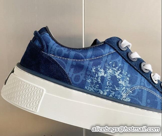 Luxurious Dior Walk'n'Dior Sneakers in Oblique and Suede Blue 0321043