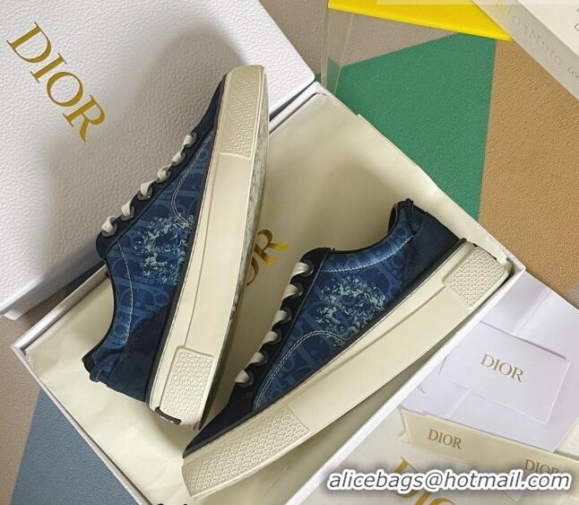 Luxurious Dior Walk'n'Dior Sneakers in Oblique and Suede Blue 0321043