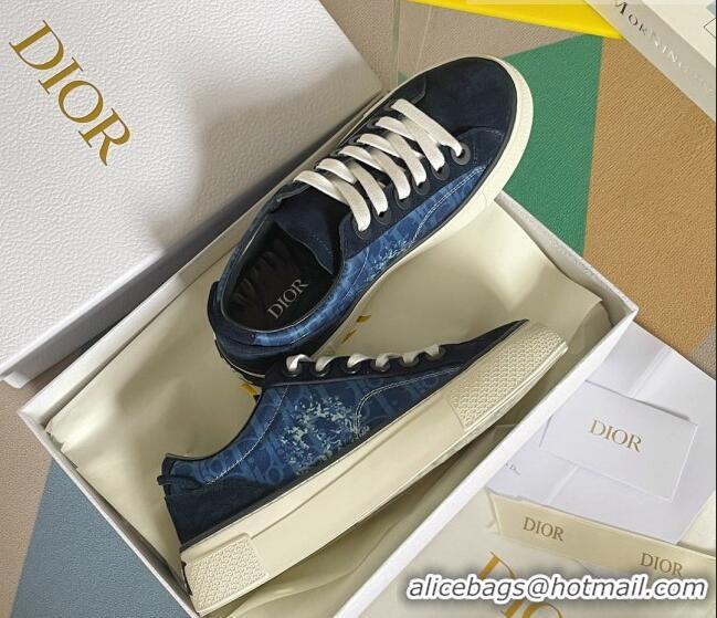 Luxurious Dior Walk'n'Dior Sneakers in Oblique and Suede Blue 0321043