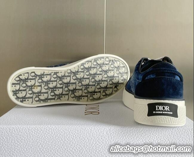 Luxurious Dior Walk'n'Dior Sneakers in Oblique and Suede Blue 0321043