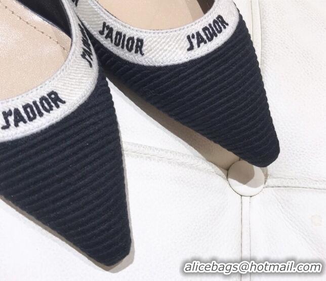 Perfect Dior J'Adior Ballerina Flat in Embroidered Fabric Black/White 0325057