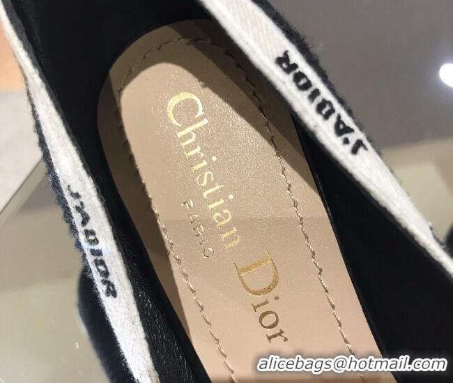 Discount Dior J'Adior Heel Pumps 6.5cm in Embroidered Fabric Black/White 0325058