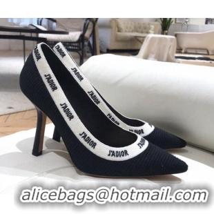 Comfortable Dior J'Adior Heel Pumps 9.5cm in Embroidered Fabric Black/White 0325059