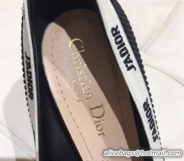 Comfortable Dior J'Adior Heel Pumps 9.5cm in Embroidered Fabric Black/White 0325059