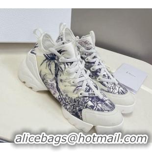 Good Quality or D-Connect Sneakers in Print Technical Fabric White/Blue 0329014