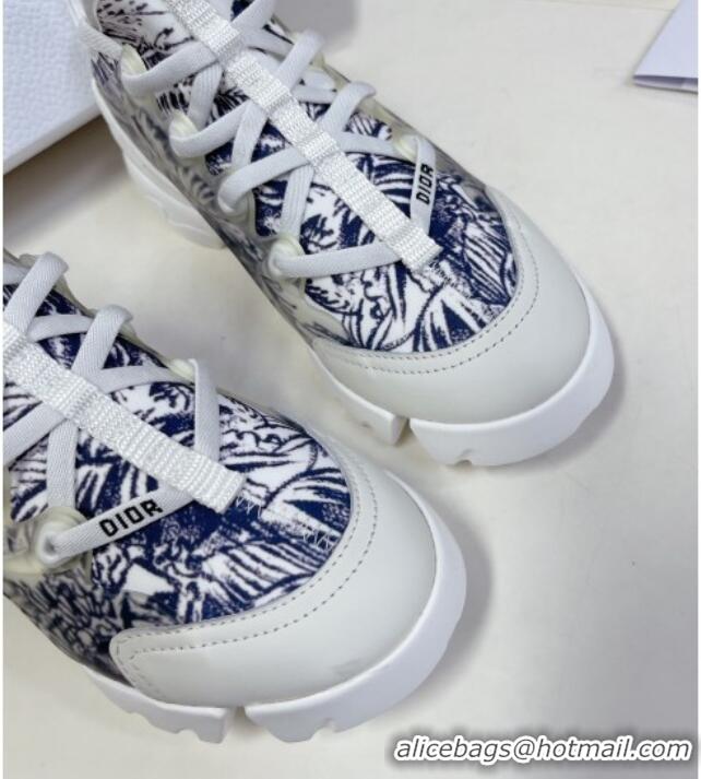 Good Quality or D-Connect Sneakers in Print Technical Fabric White/Blue 0329014