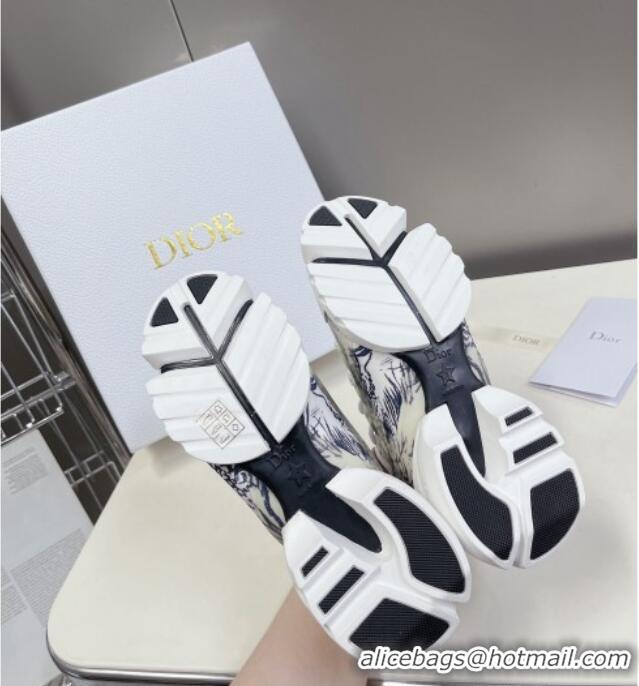 Good Quality or D-Connect Sneakers in Print Technical Fabric White/Blue 0329014