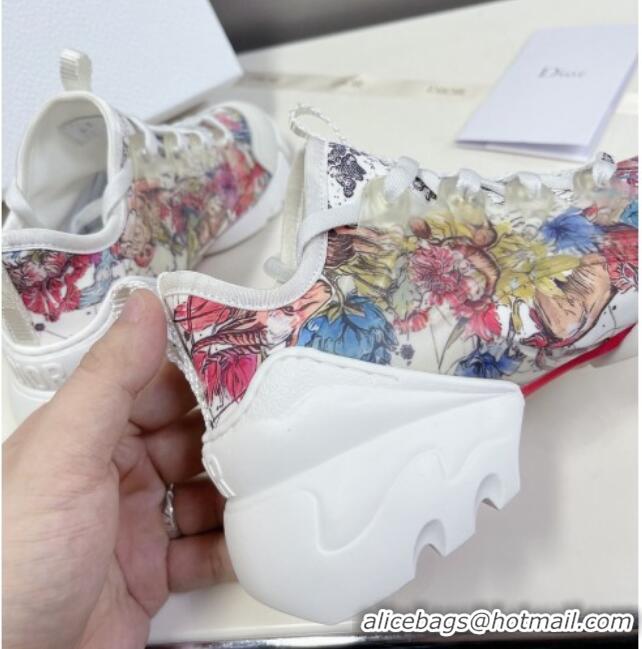 Purchase Dior D-Connect Sneakers in Flora Print Technical Fabric Multicolor 0329015