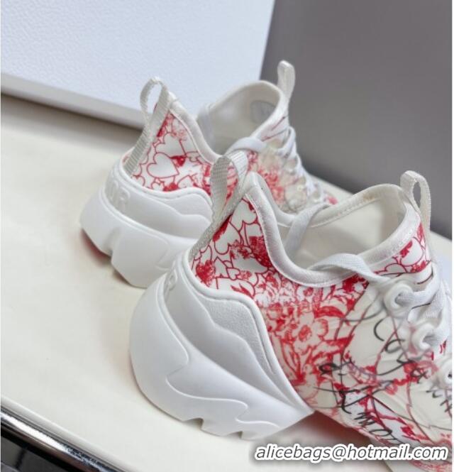 Good Looking Dior Dioramour D-Connect Sneakers in Technical Fabric White/Red 0329018