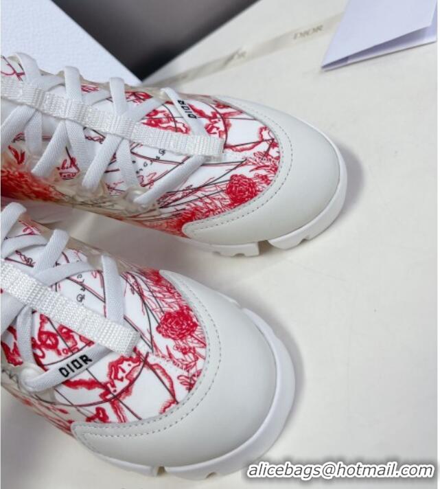 Good Looking Dior Dioramour D-Connect Sneakers in Technical Fabric White/Red 0329018