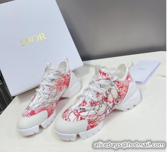 Good Looking Dior Dioramour D-Connect Sneakers in Technical Fabric White/Red 0329018