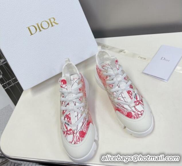 Good Looking Dior Dioramour D-Connect Sneakers in Technical Fabric White/Red 0329018