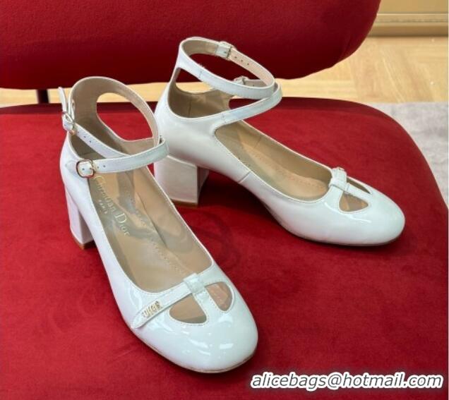 Hot Style Dior Aime Ballerina Pumps 3cm in White Patent Calfskin 0329020