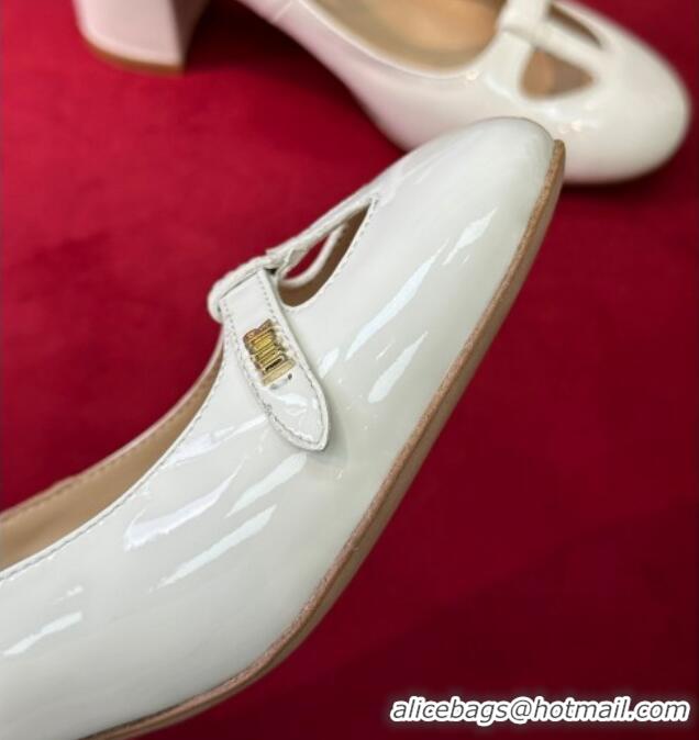 Hot Style Dior Aime Ballerina Pumps 3cm in White Patent Calfskin 0329020